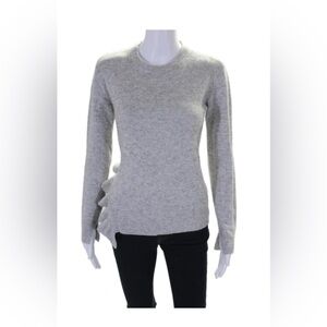 Derek Lam 10 Crosby Light Gray Wool Blend Asymmetrical Ruffle Sweater, Sz M